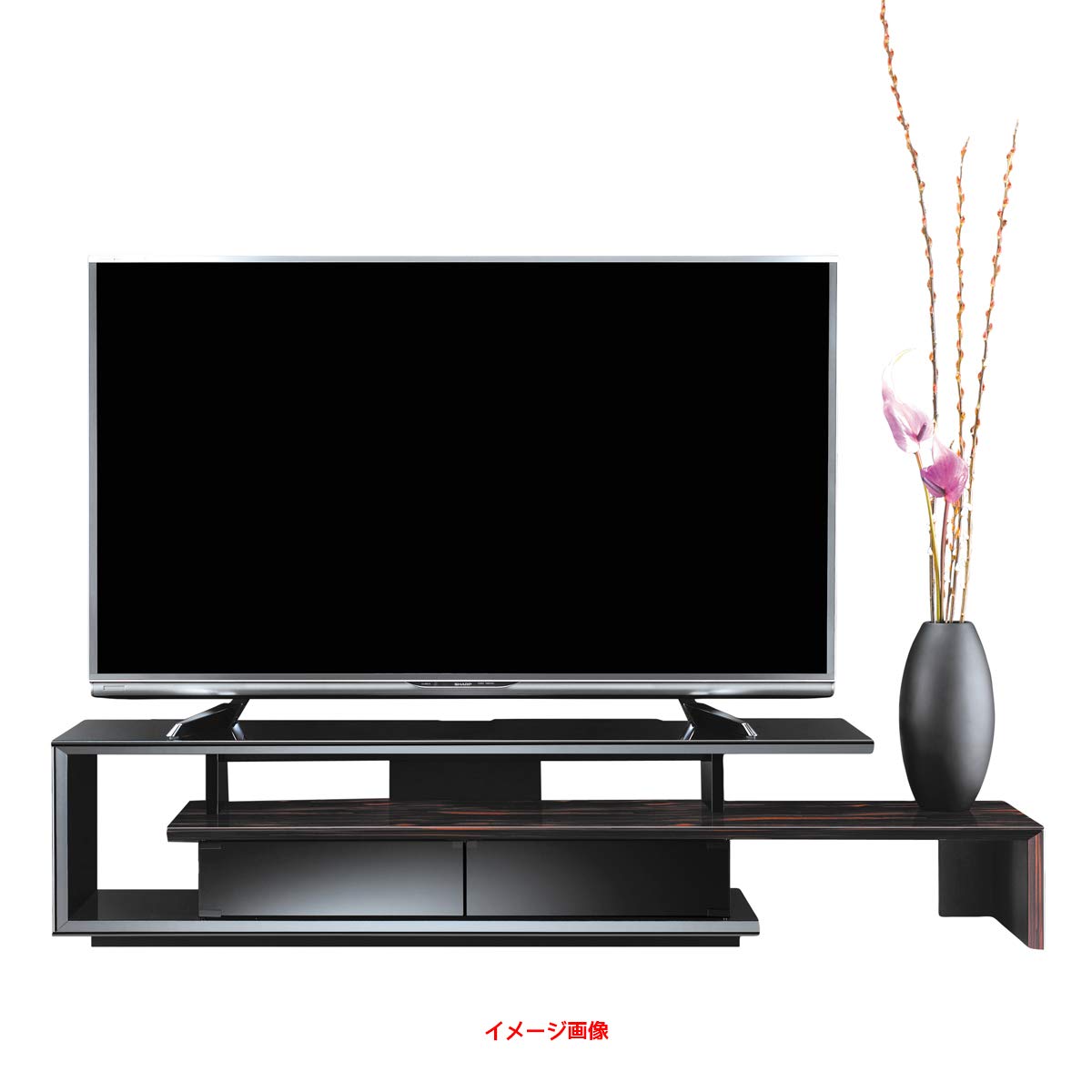Amazon｜朝日木材加工 リビングボード SEA 70型 幅175㎝ ブラック SP 