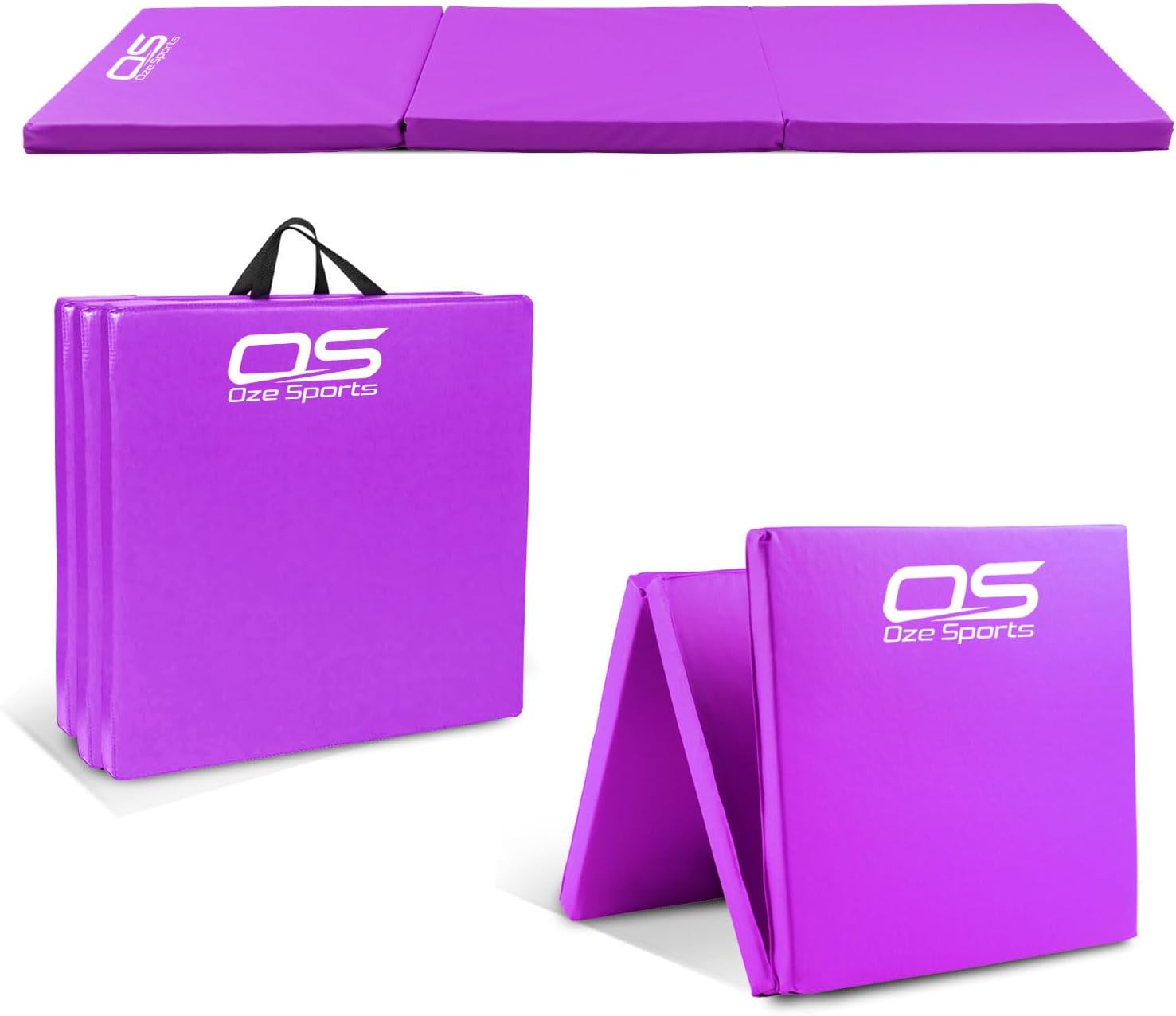 Gymnastic Tumble Exercise Mat Non Slip PU Leather Surface High Density Polyether Material 6FT Long Tri Folding Crash With Carry Handles perfect for gymnastics yoga Pilates
