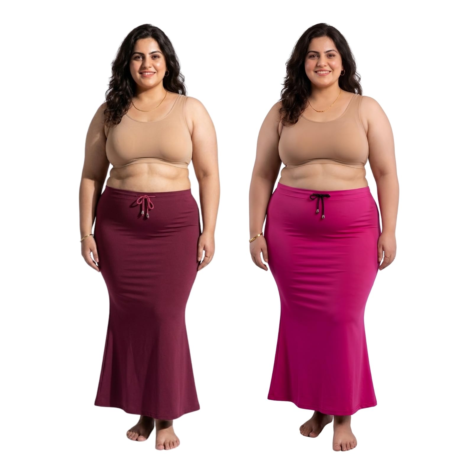 Pack of 2 Plus Size Saree Shapewear Petticoat for Women | Mermaid Style Body Shaper for Saree with Adjustable Drawstring | Seamless Saree Peticote | Shape Wear Dress for Saree-image-12