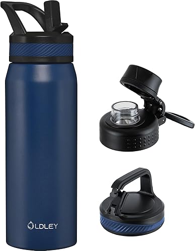 Miniatura 29 de OLDLEY Botella de Agua Aislada de 32 oz con Pajilla, Vaso Frasco de Agua Deportiva de Acero Inoxidable con 3 Tapas (Pajilla, Boquilla y Tapa con