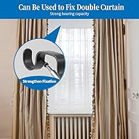 Vista 5 de Soportes de barra de cortina resistentes, soportes ajustables para doble barra, 1 pulgada (2 piezas, negro)