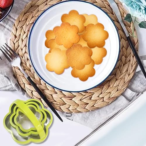 Miniatura 5 de 6 cortadores de galletas de acero inoxidable con asa, cortador de galletas AIFUDA con patrón de estrellas y flores, mini molde para prensar