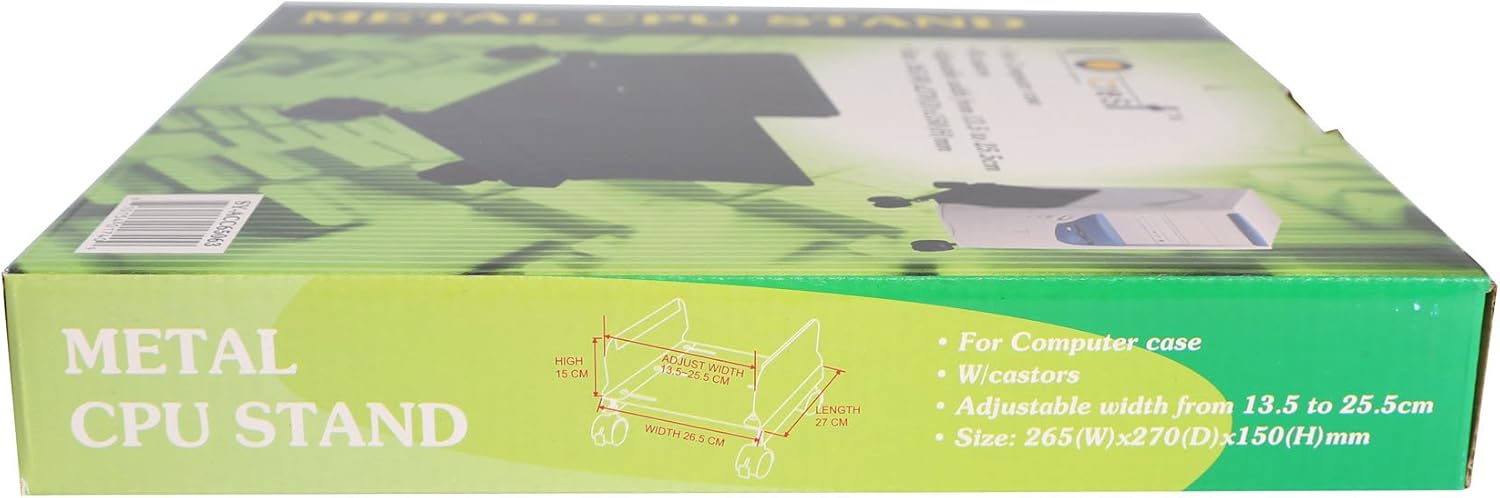 IO CREST SY-ACC65063 Mobile Desktop Tower Computer Metal Floor Stand Rolling Caster Wheels with Tall Support Walls and Adjustable Width from 6" to 10",Steel Black : Office Products