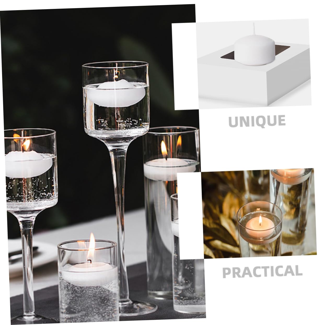 TOPPERFUN 10 Pack Floating Candles Unscented Dripless Wedding Candles for Parties Decor Small for Home Outdoor Ambiance