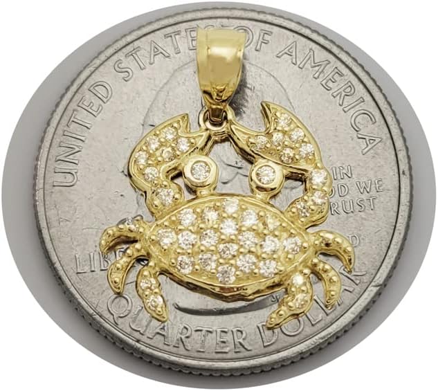 10K Yellow Gold Crab Necklace Pendant Zodiac Cancer Charm