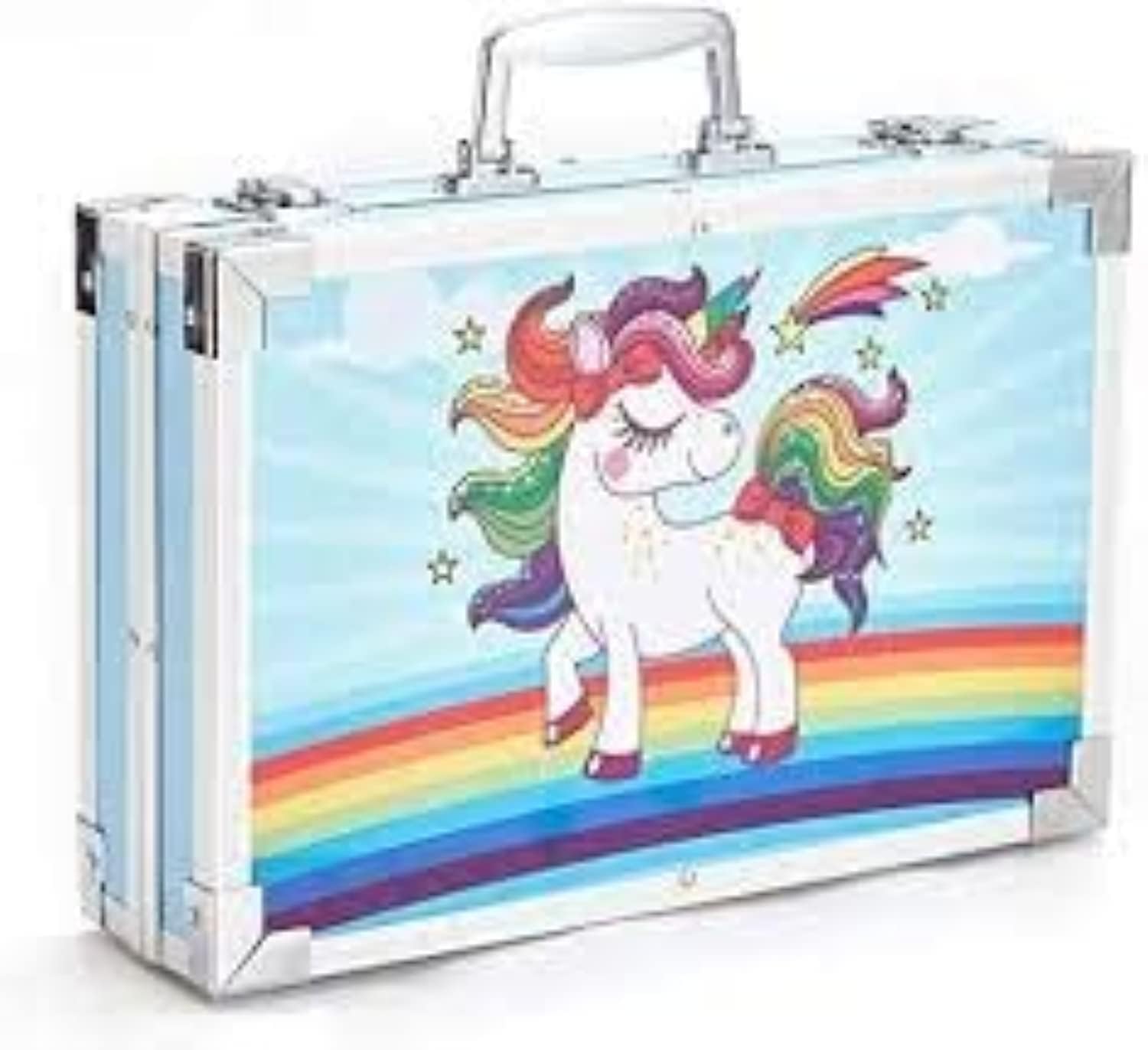 Radhey Preet 145pcs Drawing Color Kit in Unicorn Print | Available in Multi Color | Briefcase Style Case | RP020