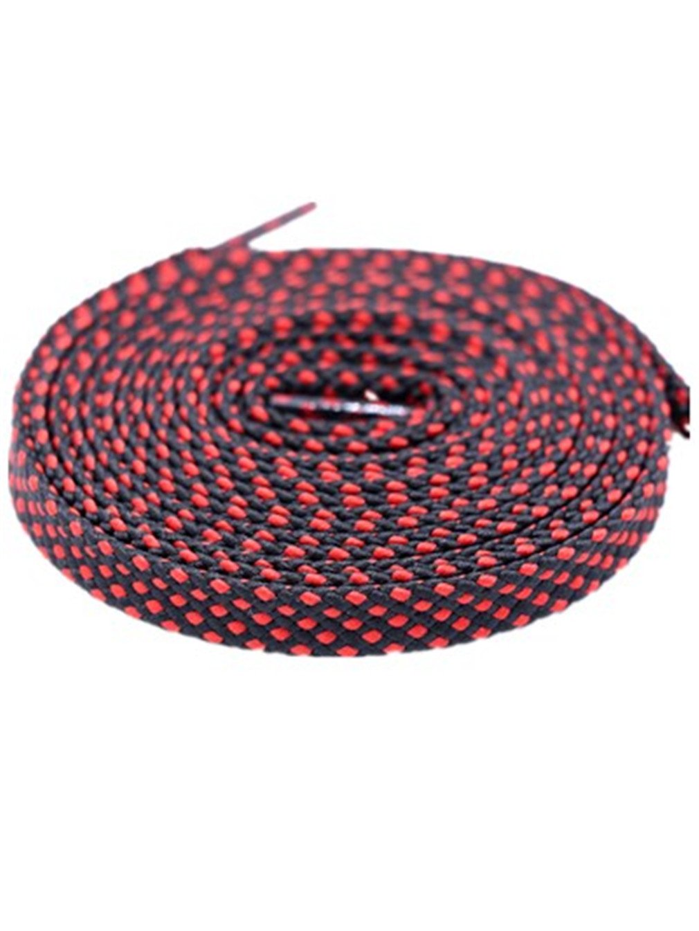 Boowhol Zweifarbige Flache Schnürsenkel Sportschuhe Schnürsenkel Schuhband für Kinder und Erwachsene Breit 0,8CM (100 CM, Schwarz rot) - 2