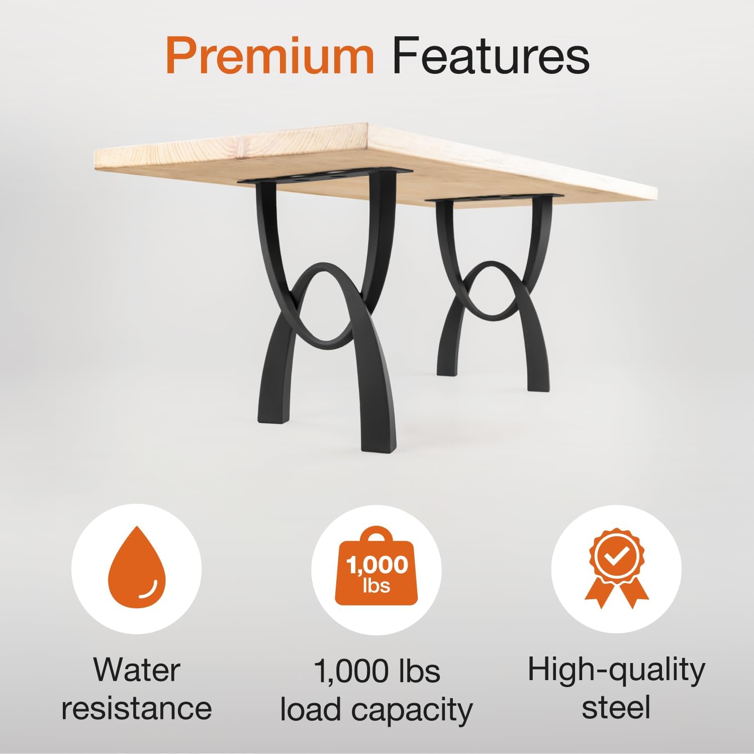 Flowyline 28" H 444 Uta Handcrafted Black Metal Table Legs and Bases for Dining Tables | Steel Desk Legs | Rust-Resistant, Adjustable Furniture Legs for Bench DIY Mid-Century Modern Indoor/Outdoor