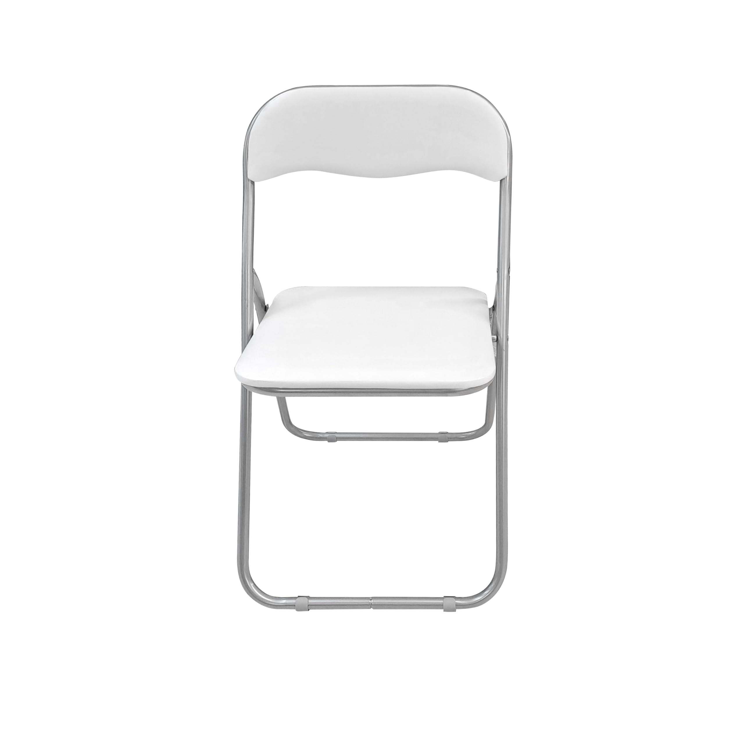 Bissolo Casa - Sedia pieghevole Bianca in metallo e PVC, Seduta salvaspazio, Sedia per riunione, cm 43x47 H.79,5