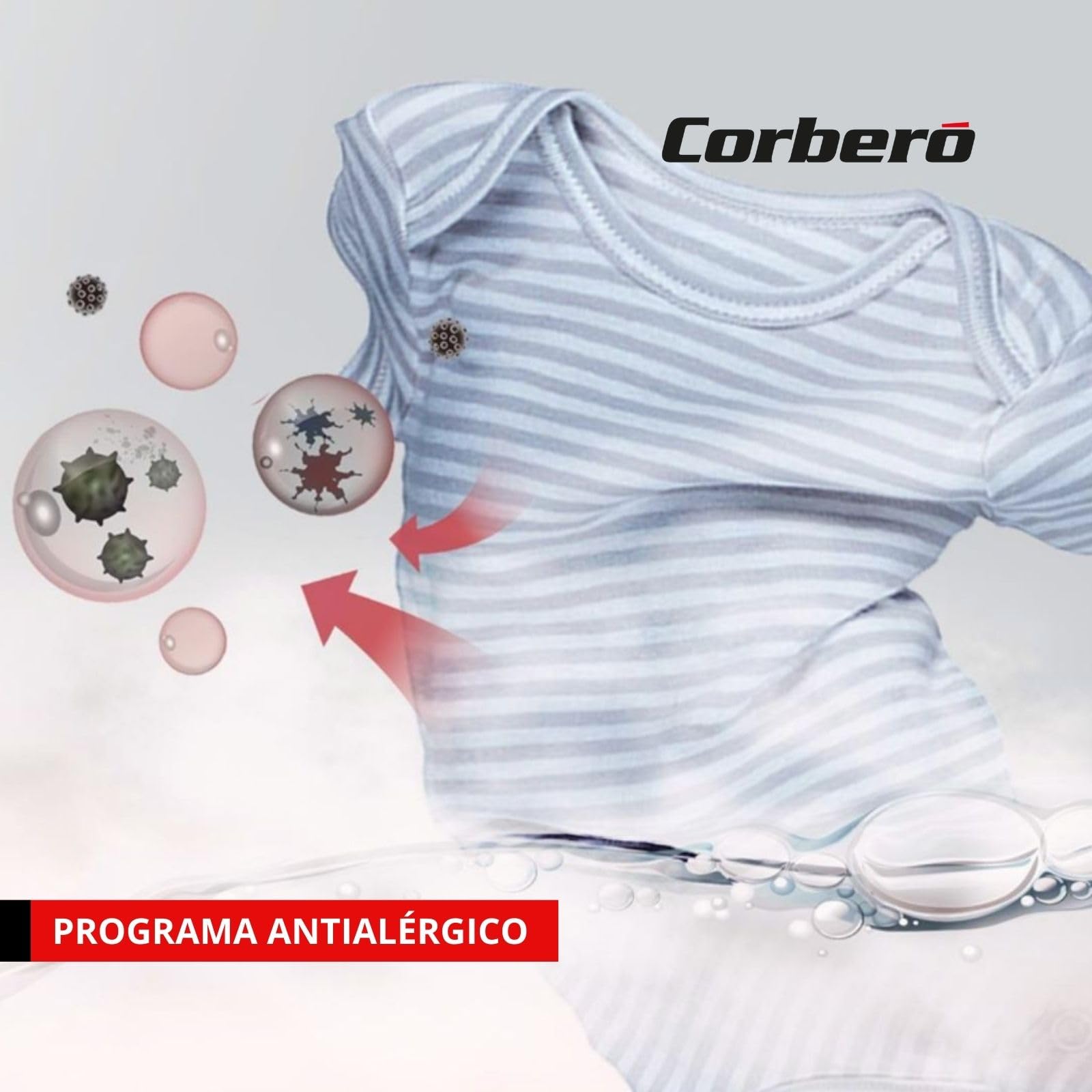 Corbero - Lavadora Carga Frontal | CLT9BL1423 | 9 Kg | 1400 Rpm Inverter | 16 Programas | Vapor | Inicio Diferido | Lavado Rápido | Puerta XXL | Blanco — view 3