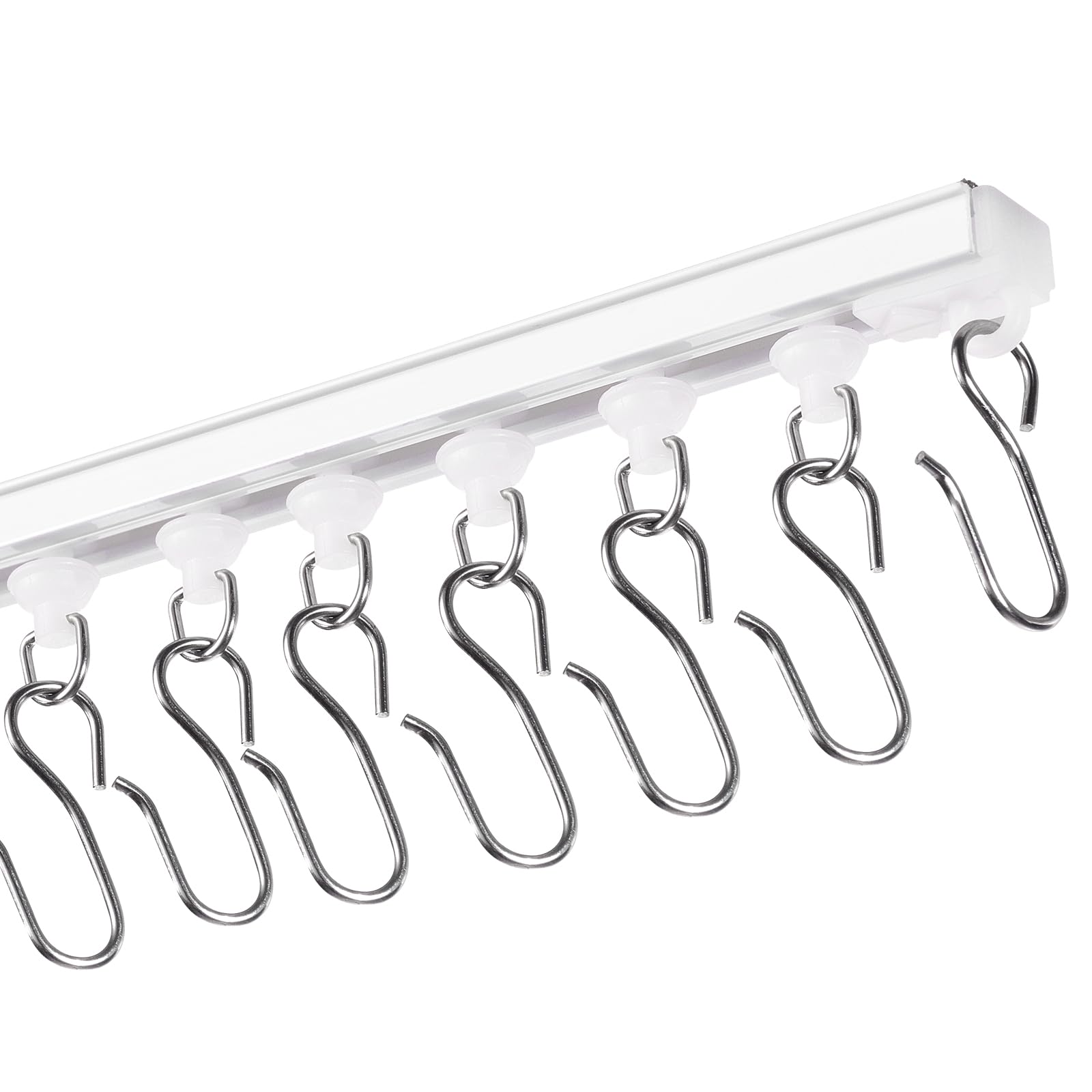 VEVOR Binario per Tende da Soffitto 3 m, Autoadesivo Sistema di Binari Scorrevoli per Tende Soffitto Senza Foratura, Binario Divisorie per Stanze, con ganci e ferramenta, per Soffitto Soggiorno Bianco