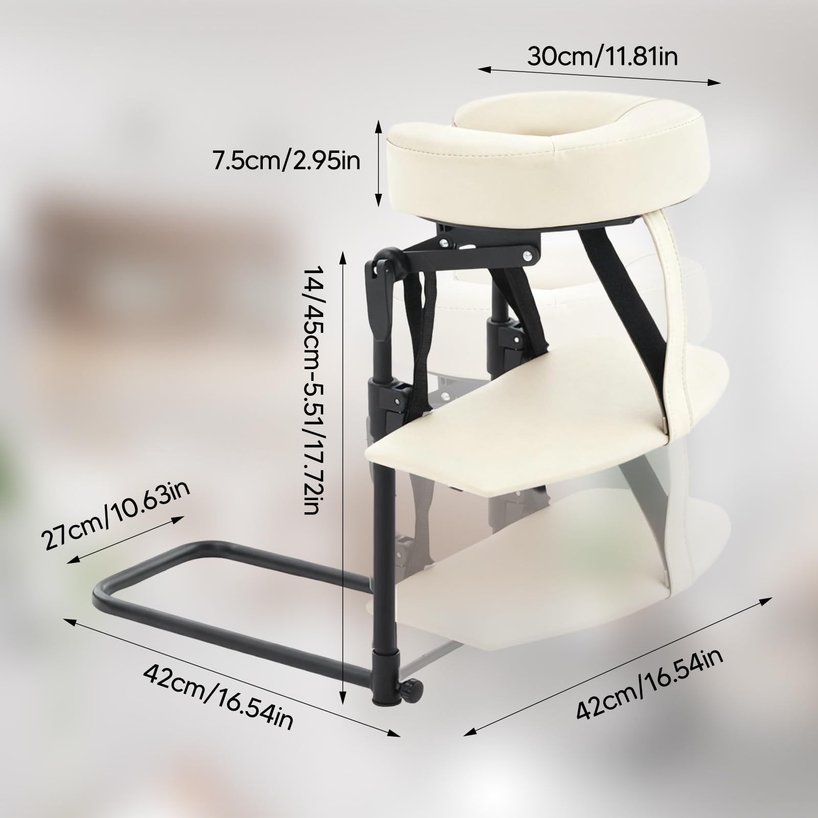 Perfeclan Oreiller de Massage Facial avec Support Réglable, Appui-Tête Ergonomique pour Matelas, Hauteur Ajustable, Kit de Massage Facial Complet avec Planche Mains et Coussin Cuir PU, Beige Blanc