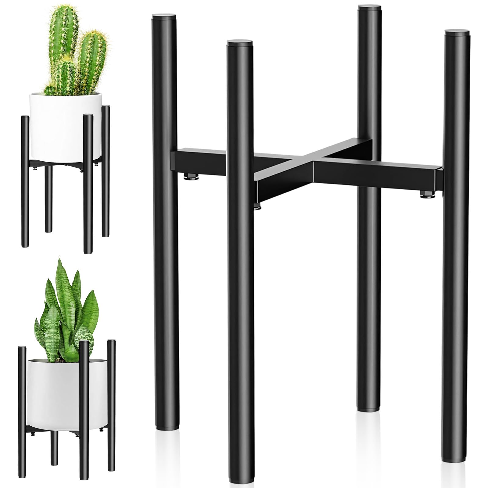Adjustable Metal Plant Stand, Black Plant Stands Indoor for 8-13 in Plant Pot, Outdoor Planter Pots Holder, Heavy Duty Iron Flower Stand, Plant Corner Rack for Home, Garden, Indoor, Outdoor Decoration