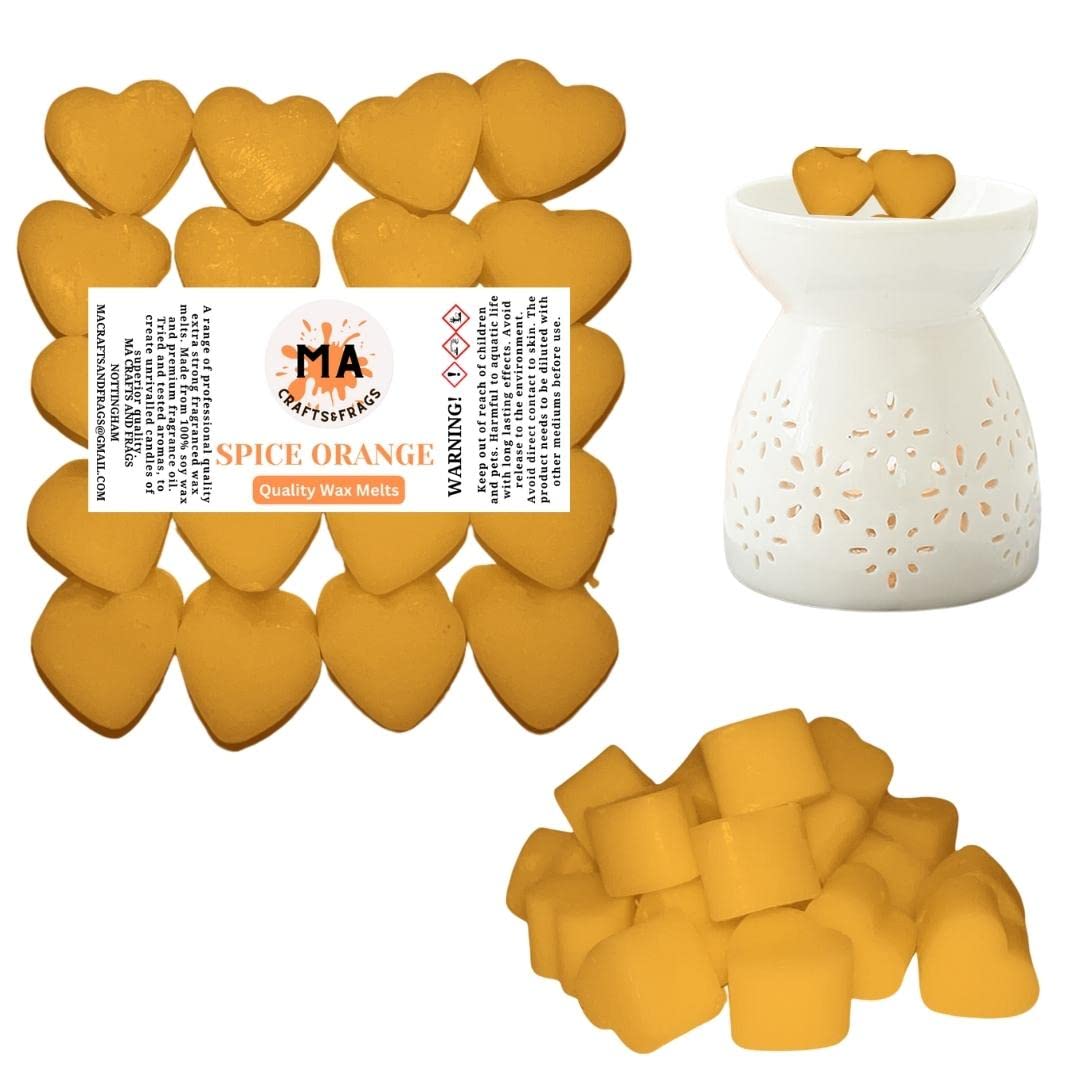 20 x Highly Scented Wax Melts Mini Hearts Many fragrances Designer Inspired (Spice Orange)