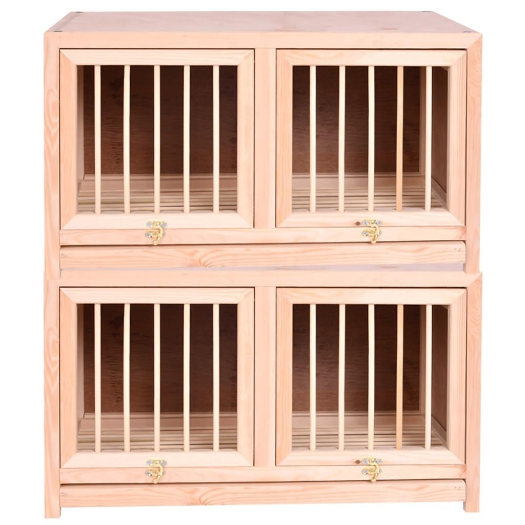 Caja De Cría Para Aves Con Puerta Abatible Hacia Arriba, Jaula De Apareamiento Para Palomas Mensajeras Con Bandeja Extraíble Para Excrementos, Jaula Para Palomas De Carreras De Madera Maciza(Natural*2