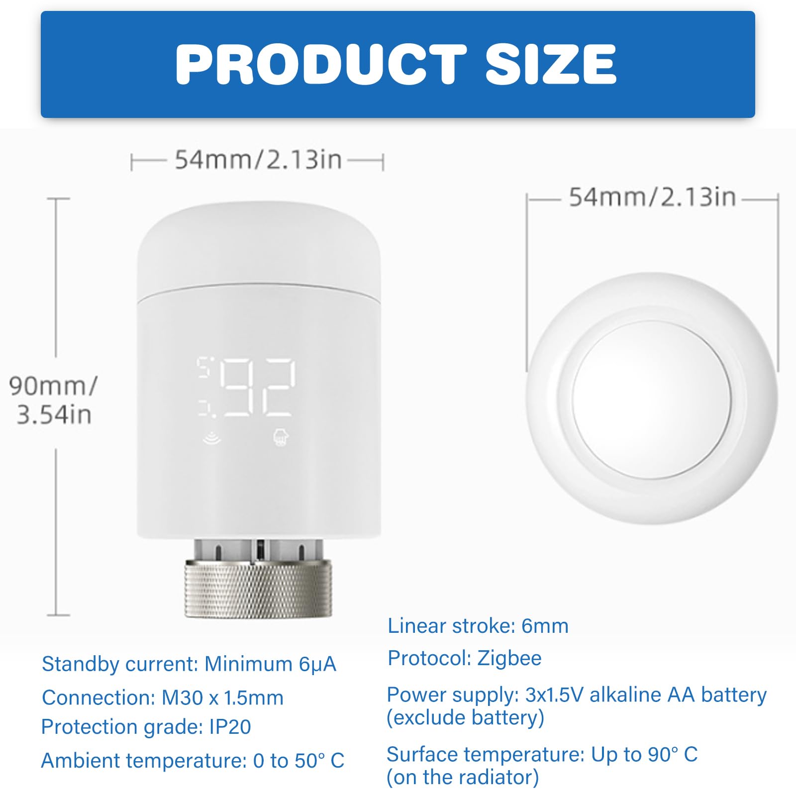 Inteligentny termostat grzejnikowy, termostat WiFi, regulator ogrzewania, termostat z aplikacją sterowania głosowego, programowalny termostat kompatybilny z Tuya/Alexa APP/Google
