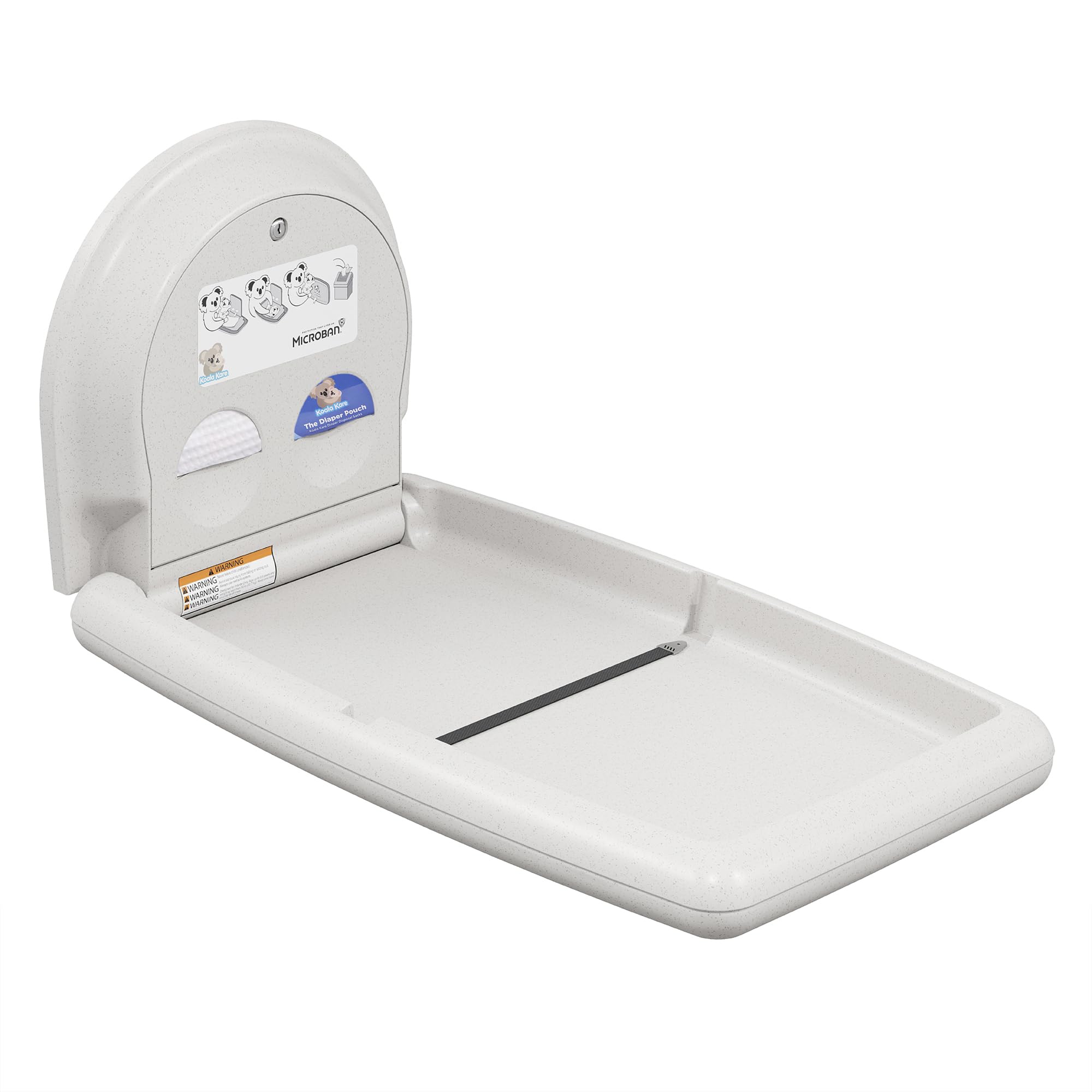 Koala Kare KB301-05 Vertical Surface Mounted Baby Changing Table - Foldable Plastic Diaper Changing Station (White Granite)