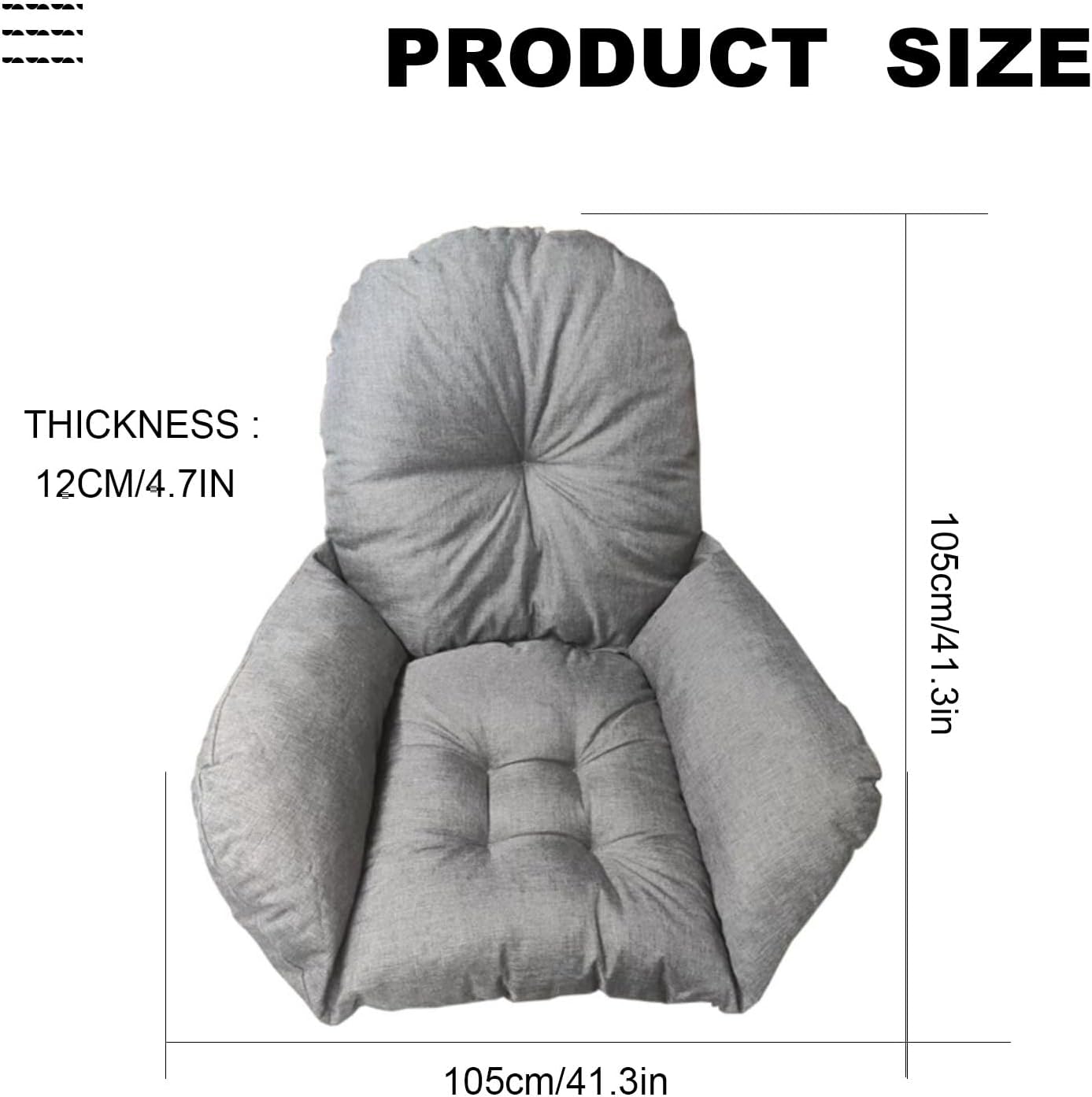 N/A Thickened and Enlarged Hanging Basket Seat Cushion, Hanging Egg Chair Replacement Cushion,Hanging Basket Seat Pads,Back Cushion for Outdoor Patio Garden,Beige