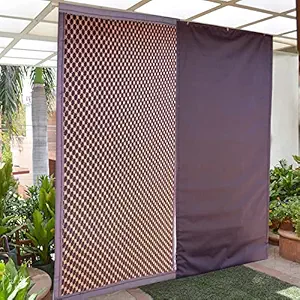 AANGAD Roll up Bamboo Curtain/Blinds REXON Cloth Fabric 100% Waterproof 95% Light Blockage 95% Micro Dust Proof Roller Blind/Curtain Ideal for Office, Outdoors, Home, Balcony (5 ft X 7 Ft)