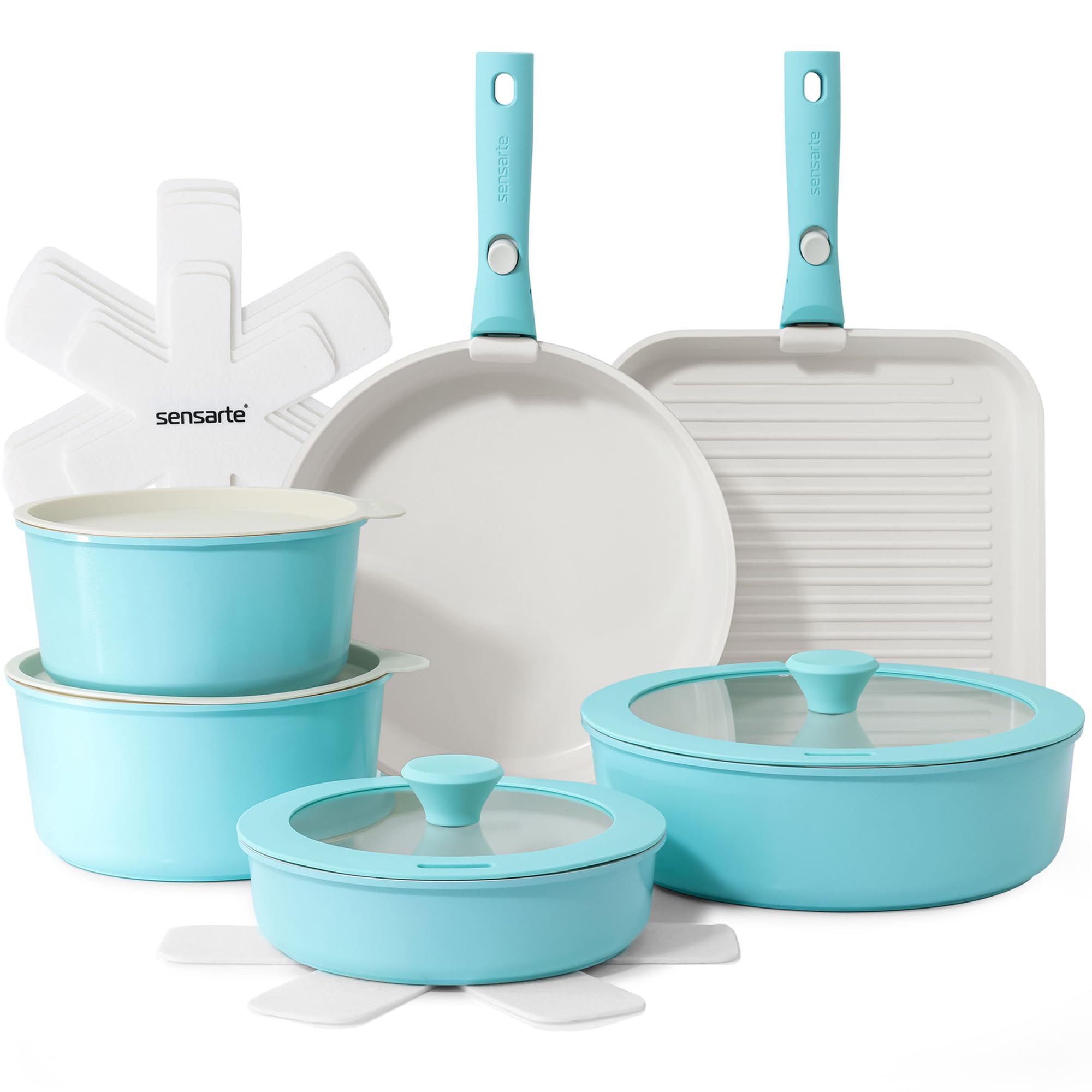 Amazon.com: SENSARTE 17 Piece Ceramic Pots and Pans Set, Nonstick