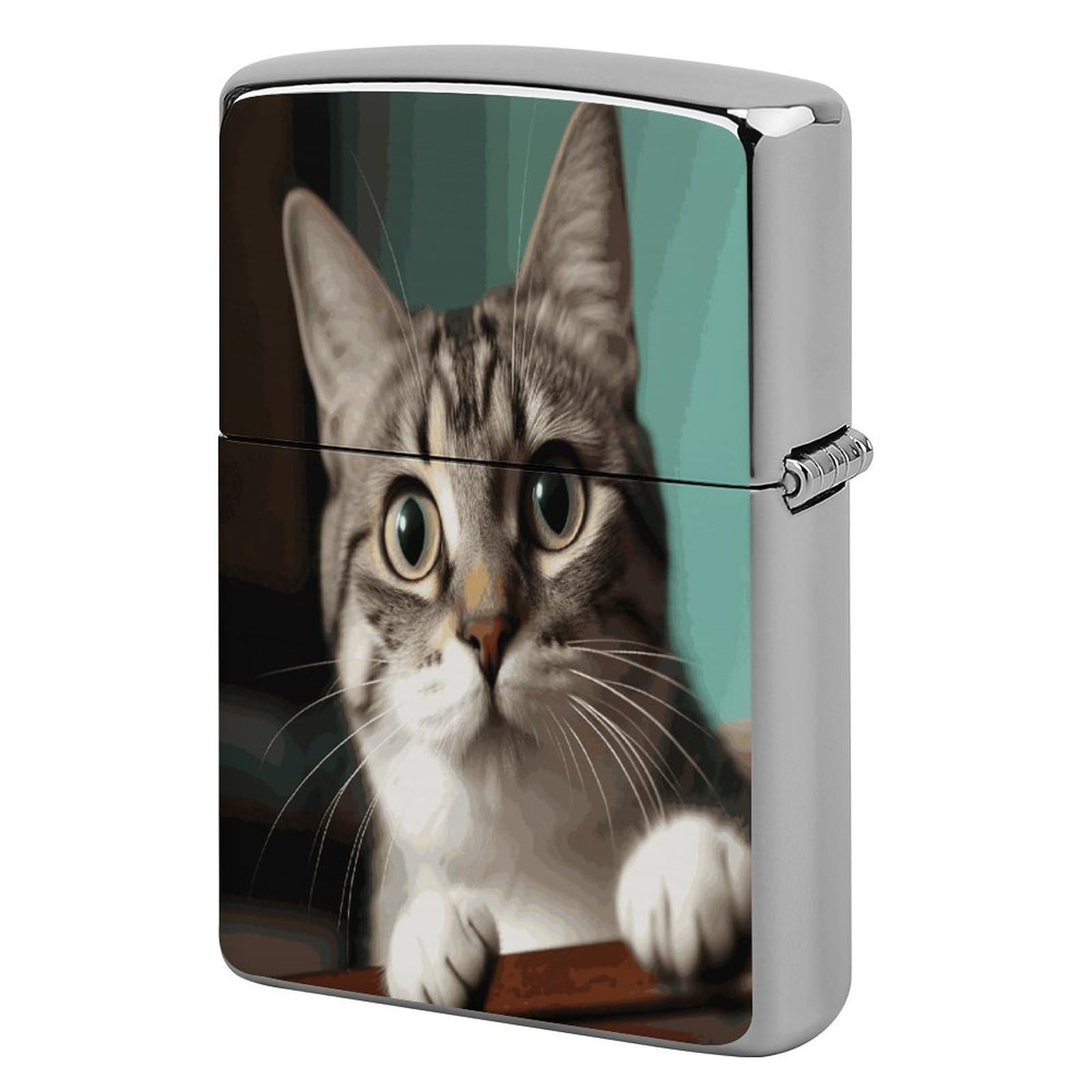Btcowzrv Style A Curious Cat Metal Lighter Case Sleeve Cover Holder