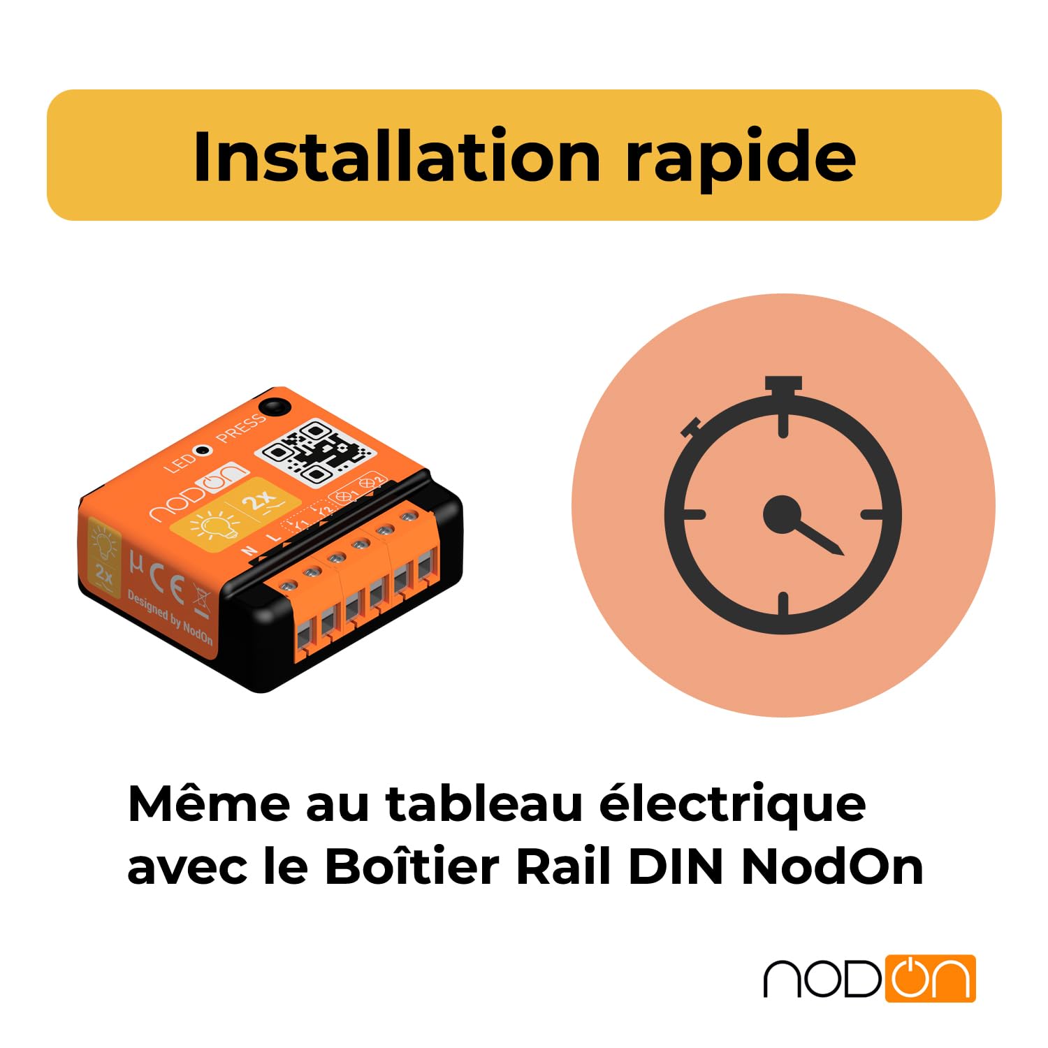 NodOn - EnOcean - Module Interrupteur sans Fil Éclairage on/Off pour Maison Connectée - 2 Canaux, 2x5A - Va et Vient sans Fil et sans Travaux - Compatible Home Assistant Jeedom, eedomus, MyUbiwizz