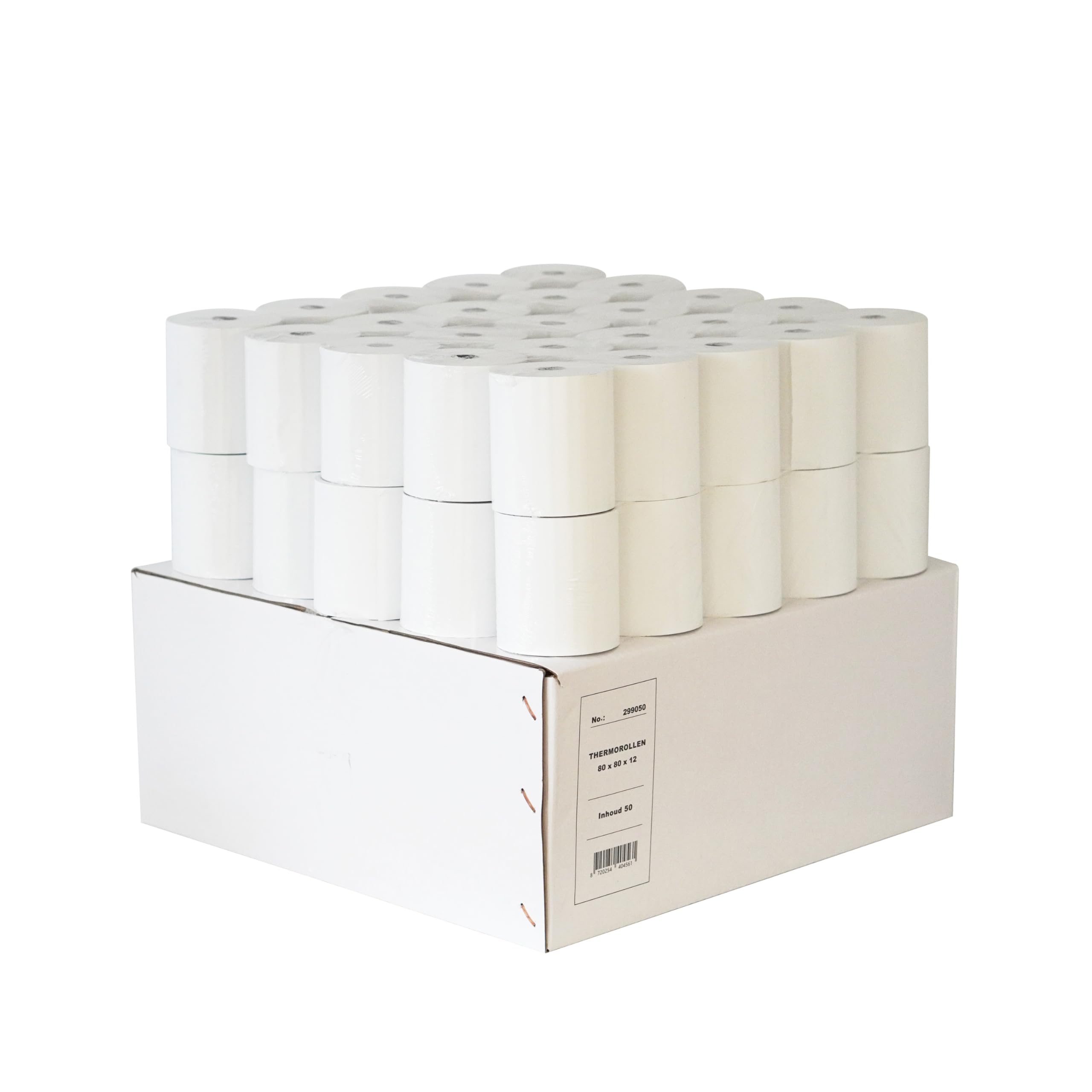 Rollos térmicos de caja 80 x 80 x 12 mm - 50 por caja - Libre de BPA - 48 g/m²