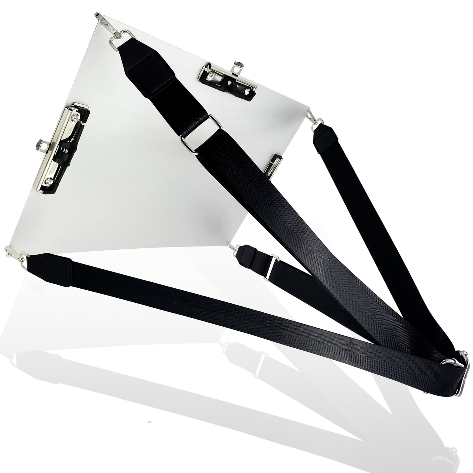 Klemmbrett mit drei Clips, Aluminium, 28,9 x 43,2 cm, mit 2 speziellen Schultergurten, Metall-Klemmbretter zum Aufhängen, Kunststifthalter, extra großes Klemmbrett für Feld, Zeichnen, Geschäft, Büro,