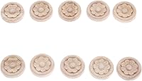 Vista 8 de MUXSAM Paquete de 10 calcomanías redondas de flores talladas en madera para decoración de muebles de puerta de armario (2.36 pulgadas)