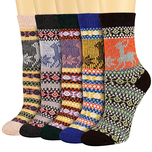 Image of Heatuff Women's Winter Wool Socks Warm Soft Full Cushion Crew Socks (5 Pairs)