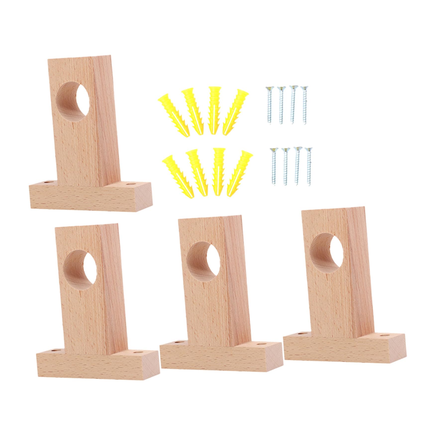 Supporti per Aste per Tende in Legno 4 Pezzi Facili da Installare e Resistenti per Camera da Letto e Casa Diametro Interno 2,5-3 Cm