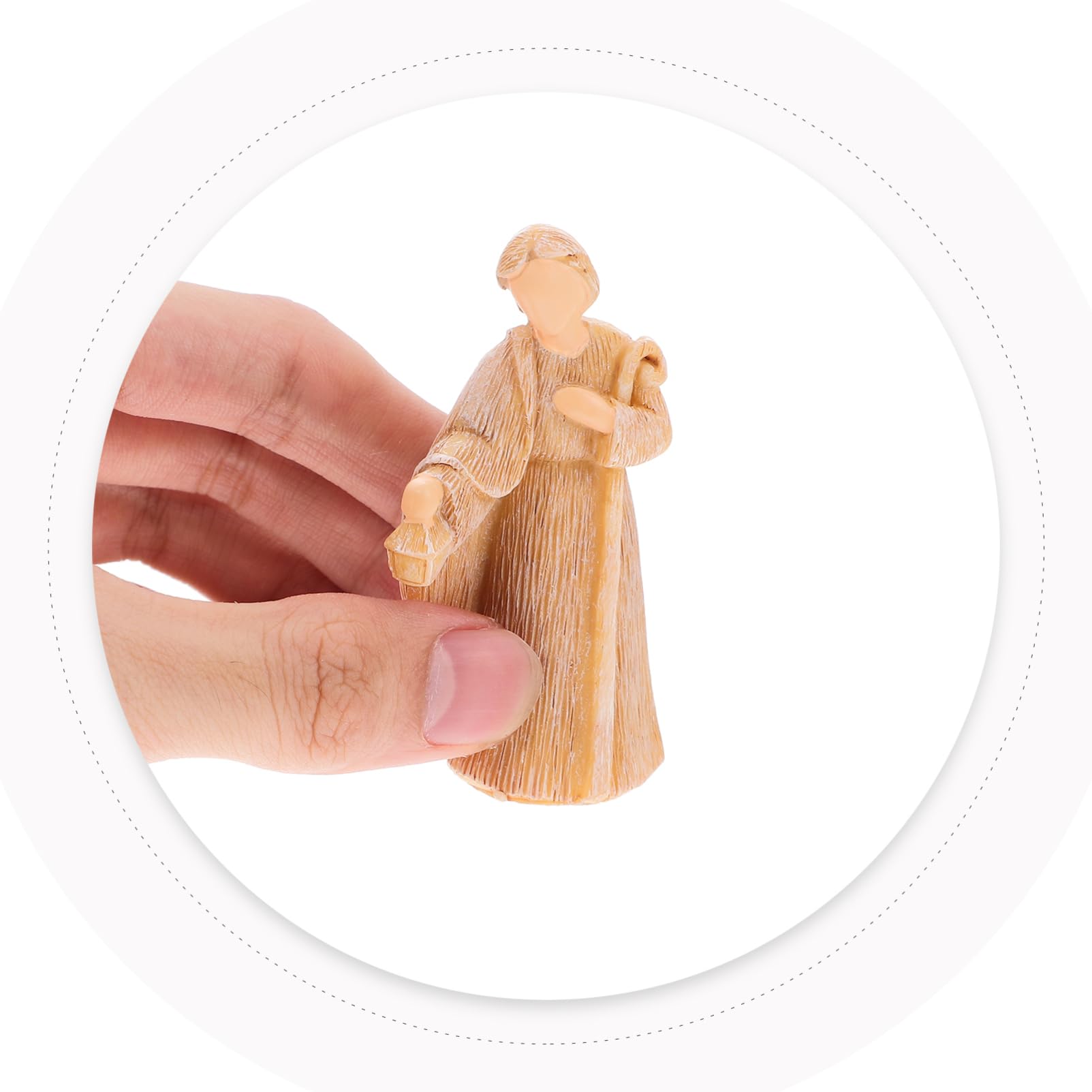 Happyyami Weihnachtskrippe aus Kunstharz mit 10-teiligem Jesus Geburtskrippenset in Beige Dekoratives Krippenfiguren Satz für Kirche und Büro