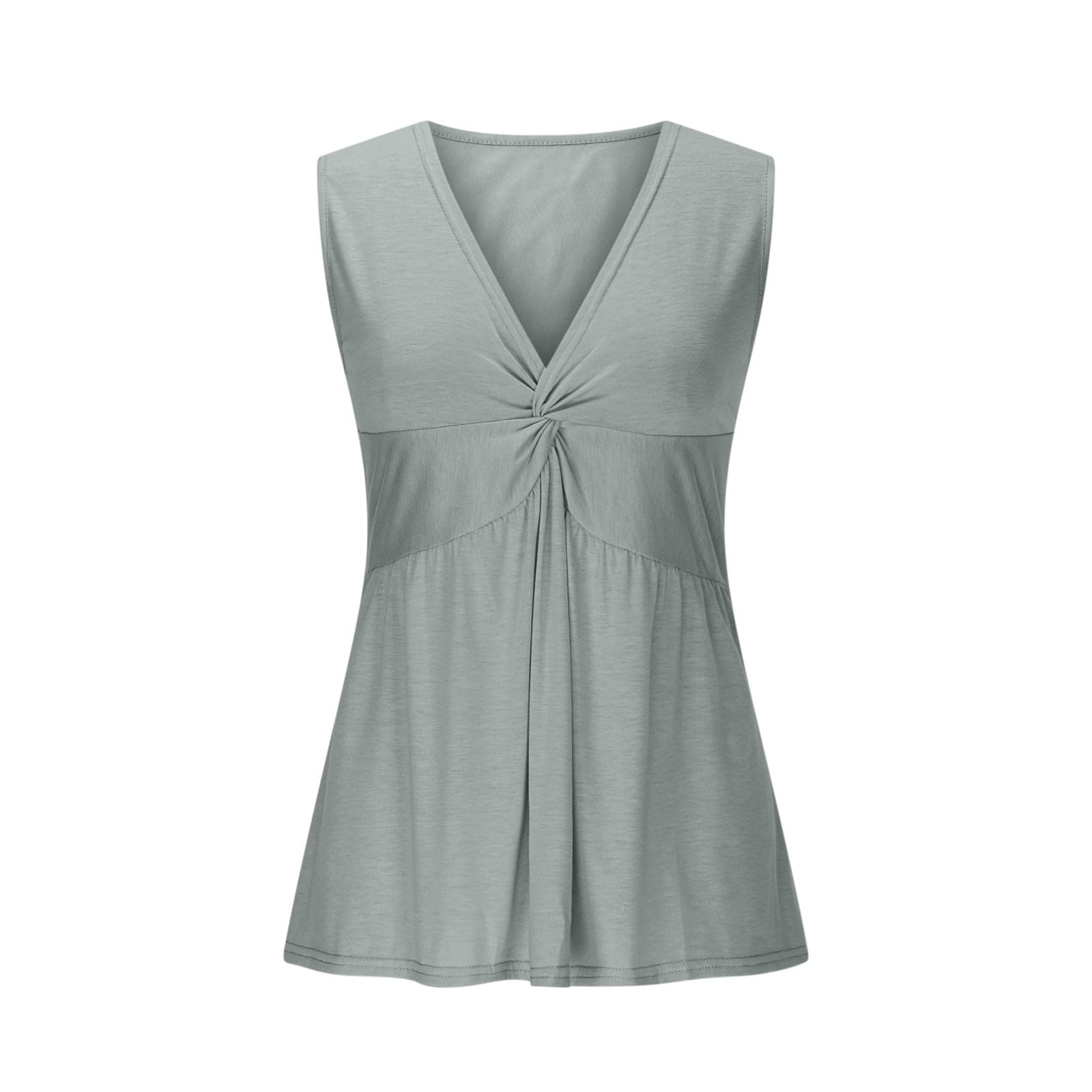 Canottiera da donna estiva elegante – scollo a V Twist Knot Canottiera – Slim Fit senza maniche Top – Casual tinta unita