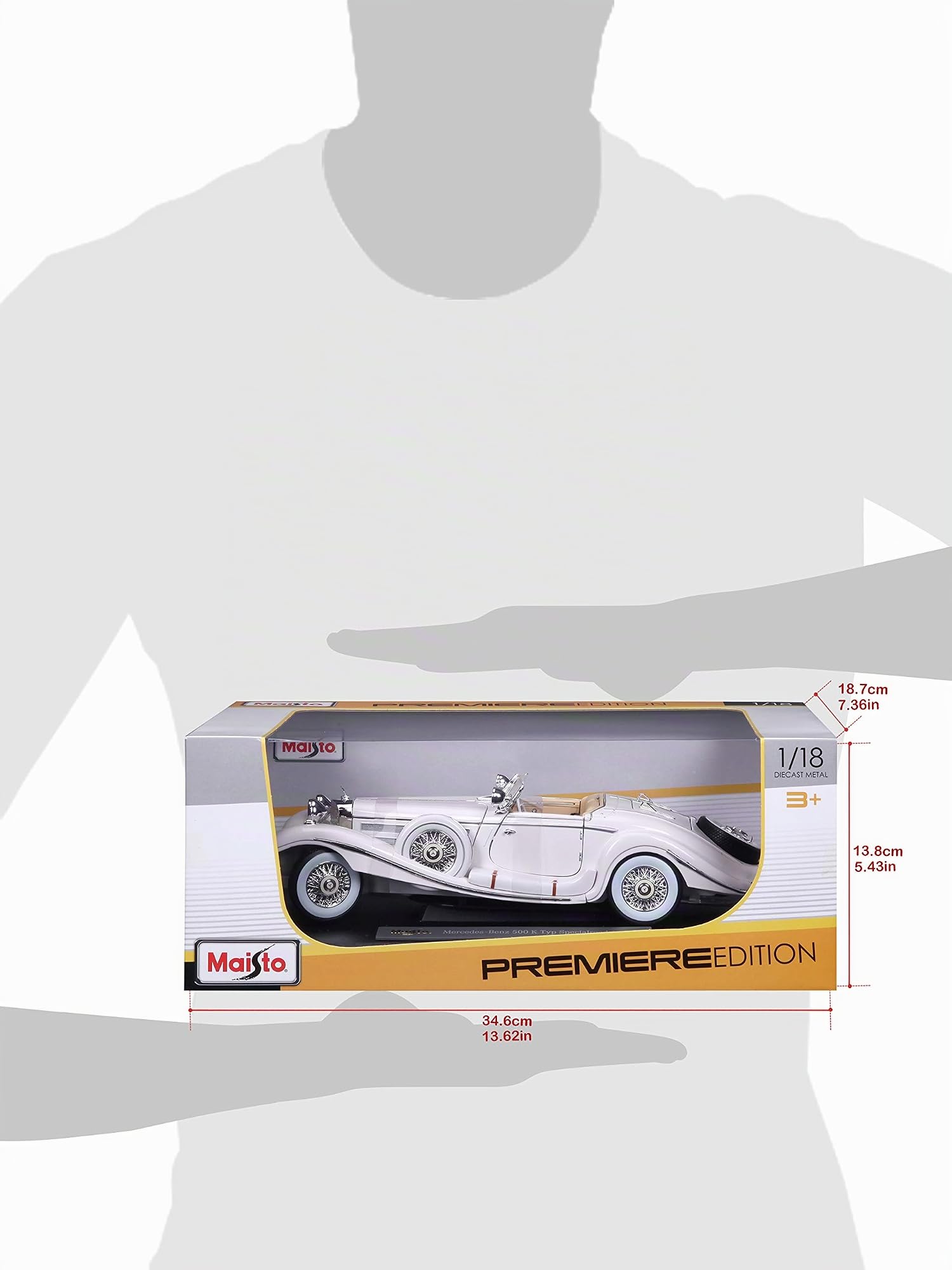 TAVITOYS Benz, 1/18 Premiere Mercedes 500K Ty blanco (36055W), color (Bauer 1) , color/modelo surtido