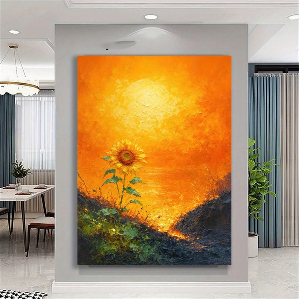 awitufhgp Abstract Sunrise Boho Floral Decor Painting, Vertical Corridor Hallway Wall Art for Living Room, Entryway, Sofa Backdrop(70x90cm/28x35in(WxH)/No frame)