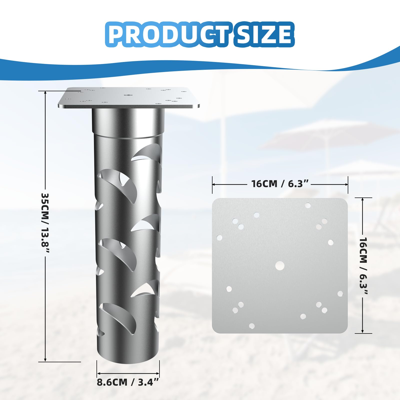 SERABETTO In-Ground Umbrella Base, 2200lbs Capability In-Ground Umbrella Holder, Outdoor Umbrella Stand for Offset Cantilever Umbrellas