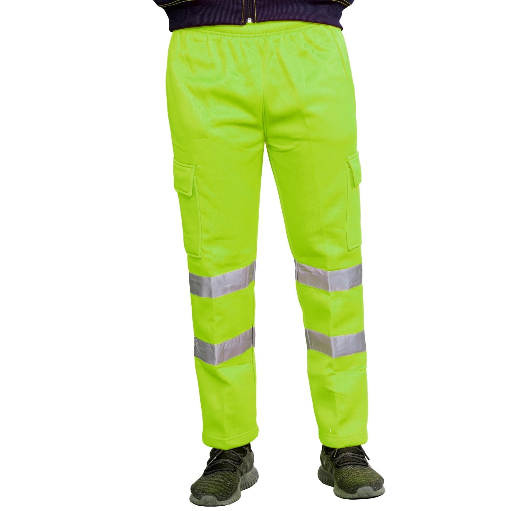 Janisramone® Homme Pantalon Haute Visibilite, Bande Réfléchissante Bicolore Pantalon Polaire Homme Travail Combat Joggeurs vêtements de Sécurité