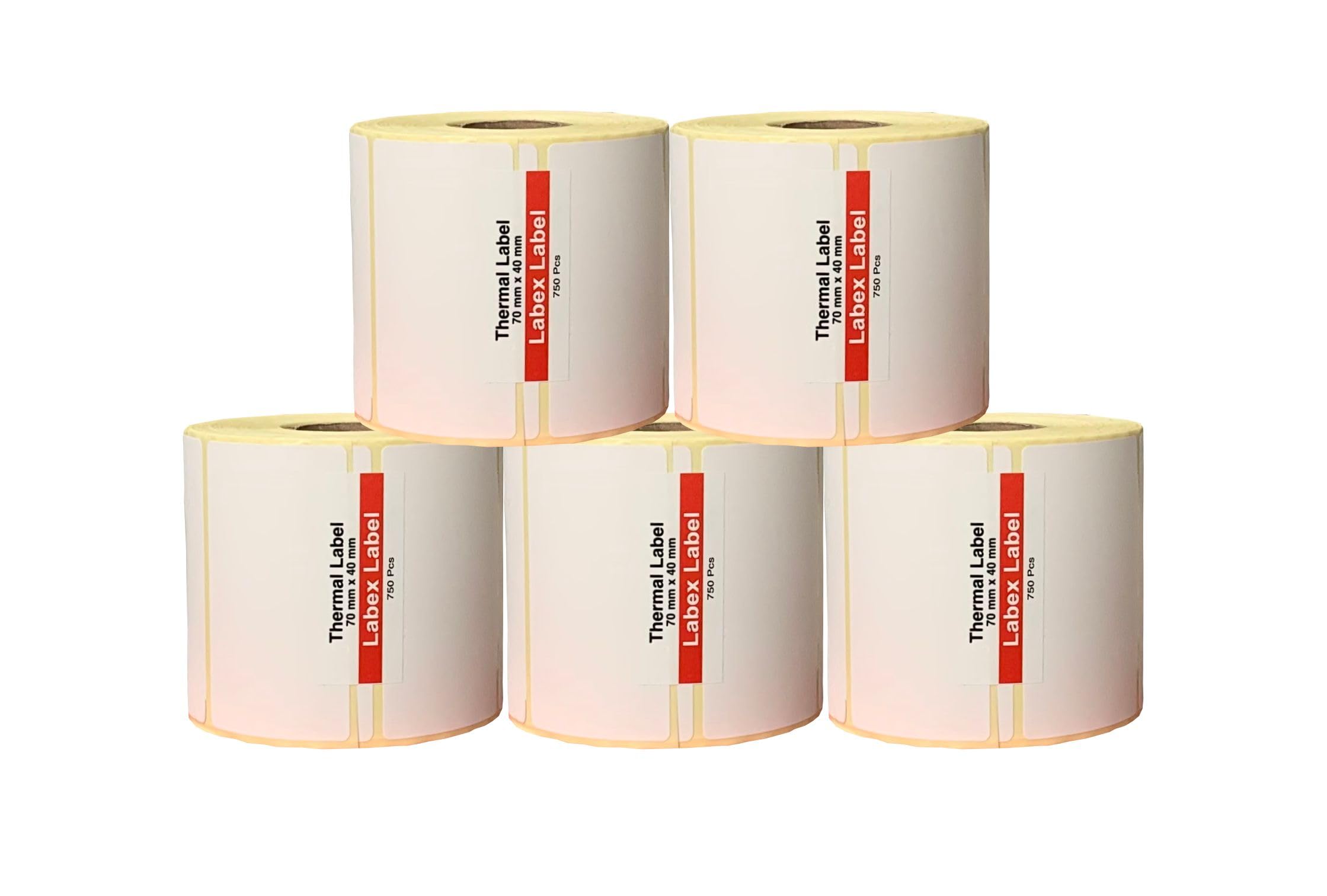 Etykiety termiczne 70x40 mm na rolce – Etykiety Termiczne Magazynowe Opakowanie Zbiorcze – 5 rolek 5000 etykiet – Bez taśmy – TSC Godex kompatybilne – Labex Label