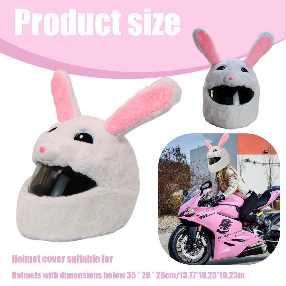 GXGM Copricasco Per Moto Integrale Modulare, Coniglietto Carino Manicotto, Per Esterni Per La Decorazione Di Caschi (Senza Casco)