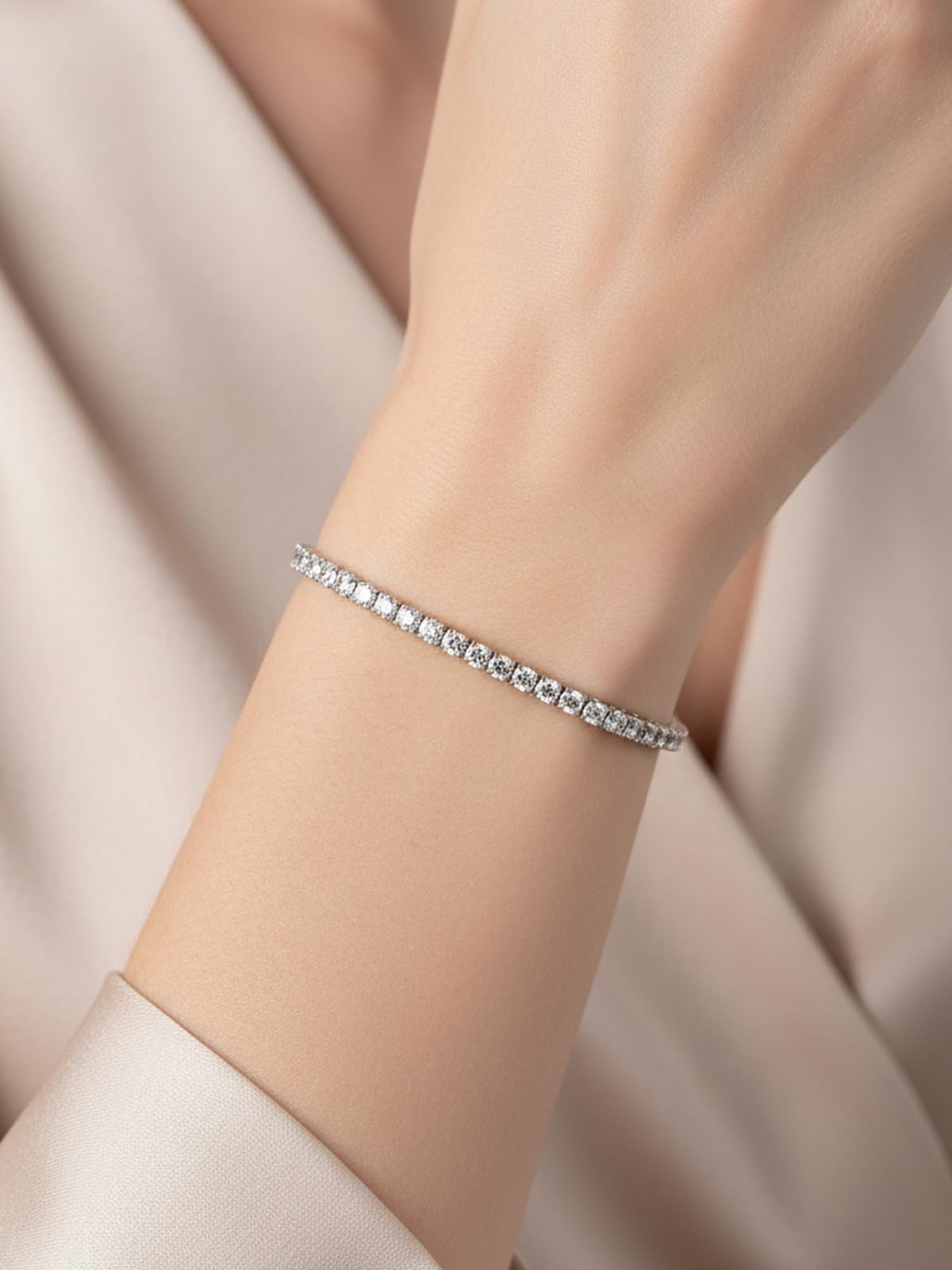Braccialetto tennis da donna con zirconia cubica 5A, placcato al rodio/oro giallo, ipoallergenico, gioiello per compleanno, matrimonio, anniversario