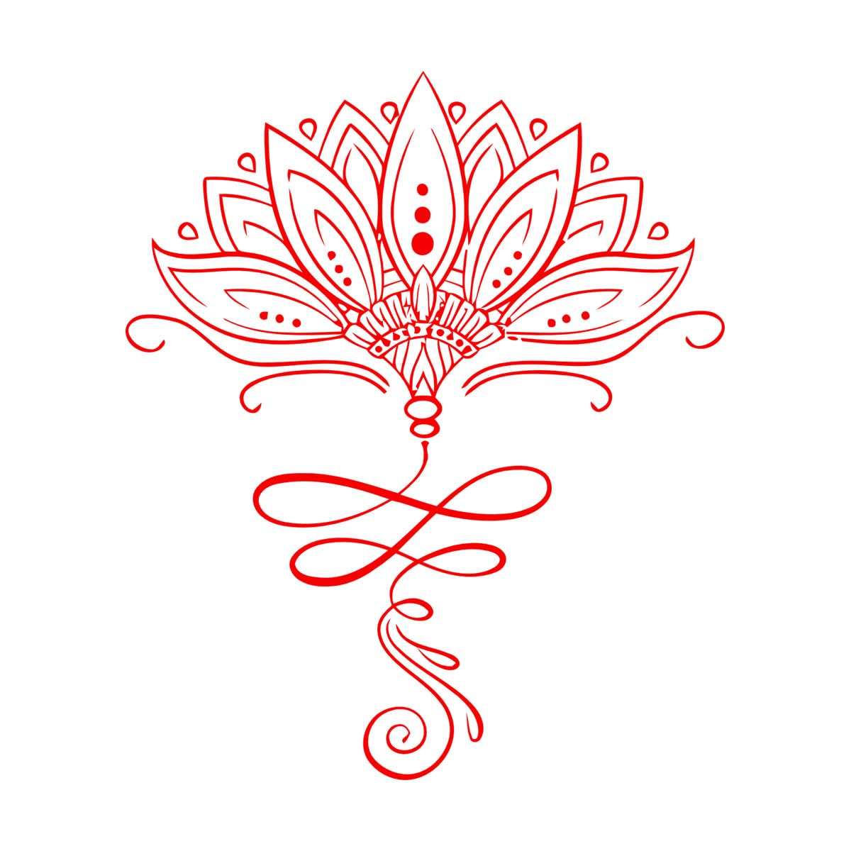 Vinyl Art Sticker Lotus Flower Ornament Yoga Studio 81x97.2cm Removable Without Leaving Glue Extra Large red