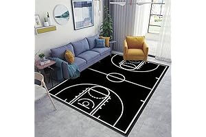 Artistic Basketball Court Area Rug with Non-Slip Pad