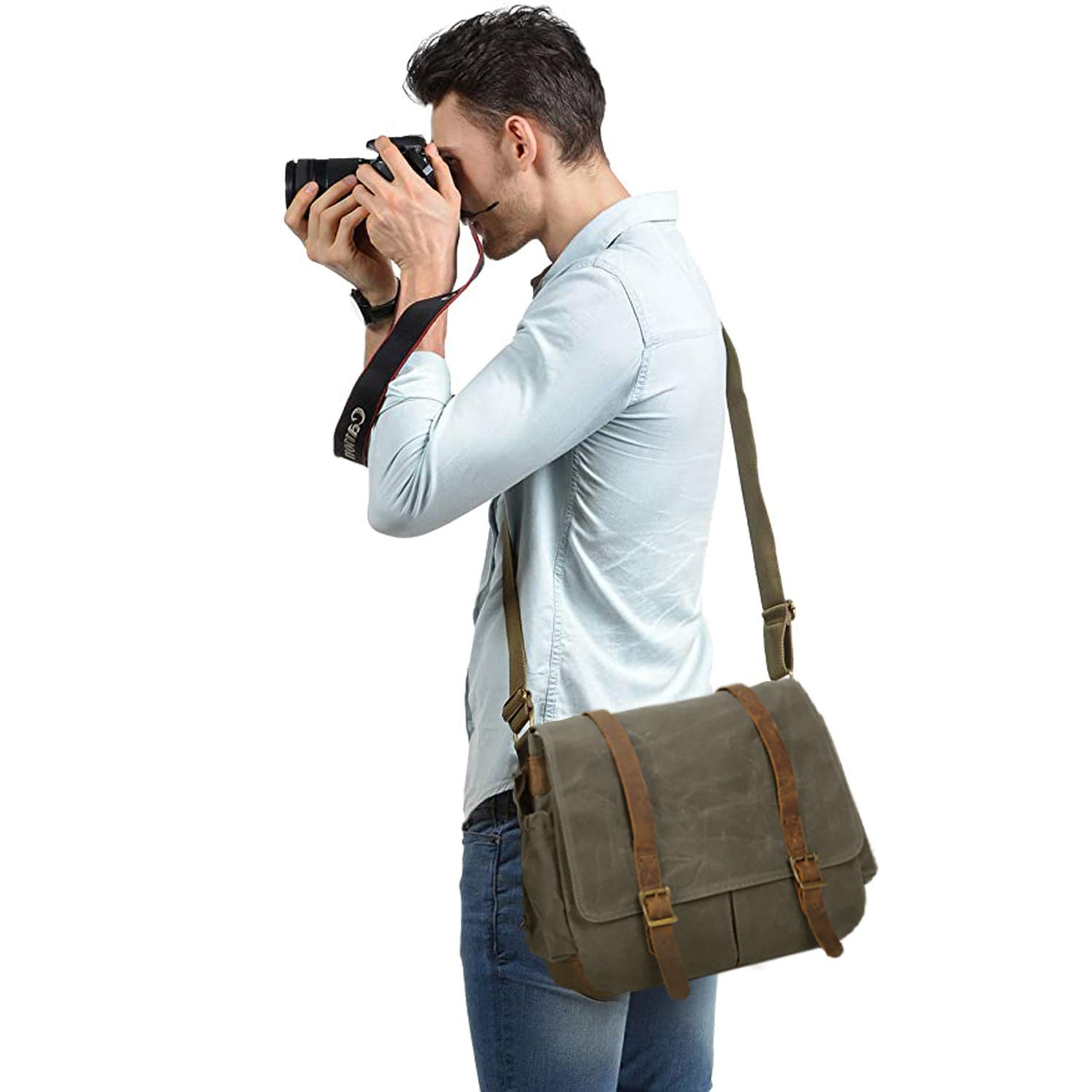 FANDARE Retro Borsa a tracolla Messenger Bag Tela Borsa a tracolla per 14 Pollice Laptop Briefcase Borse A Tracolla Uomo Donna Borsa Sportiva Lavoro Scuola Zaino