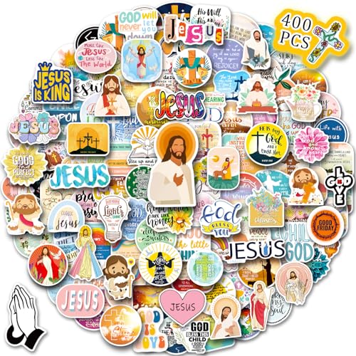 WAKEMOODEI 400 calcomanías cristianas, calcomanías de versículo de la Biblia de Jesús para diario, religiosas y motivacionales, paquete de calcomanías de Dios cristianos para mujeres y adultos