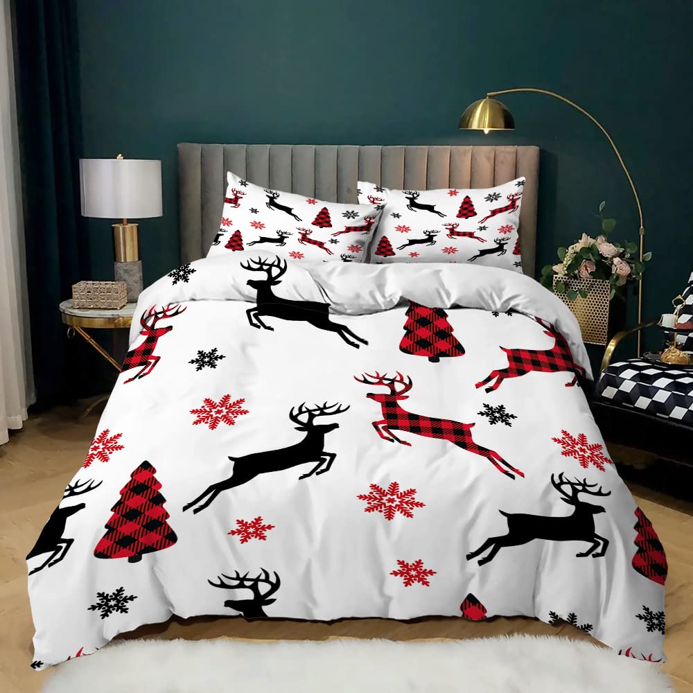 Housse de couette De Noël Présents Santa Claus Impression 3D Microfibre avce 2 taies d'oreillers