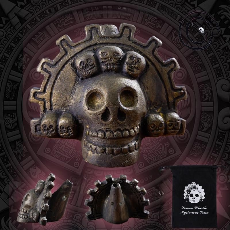 Authentic Spooky Aztec Death Whistle, Loudest Human Sounding Screams 125+ Decibels, Halloween Creepy Gift Death Whistle (Bronze)
