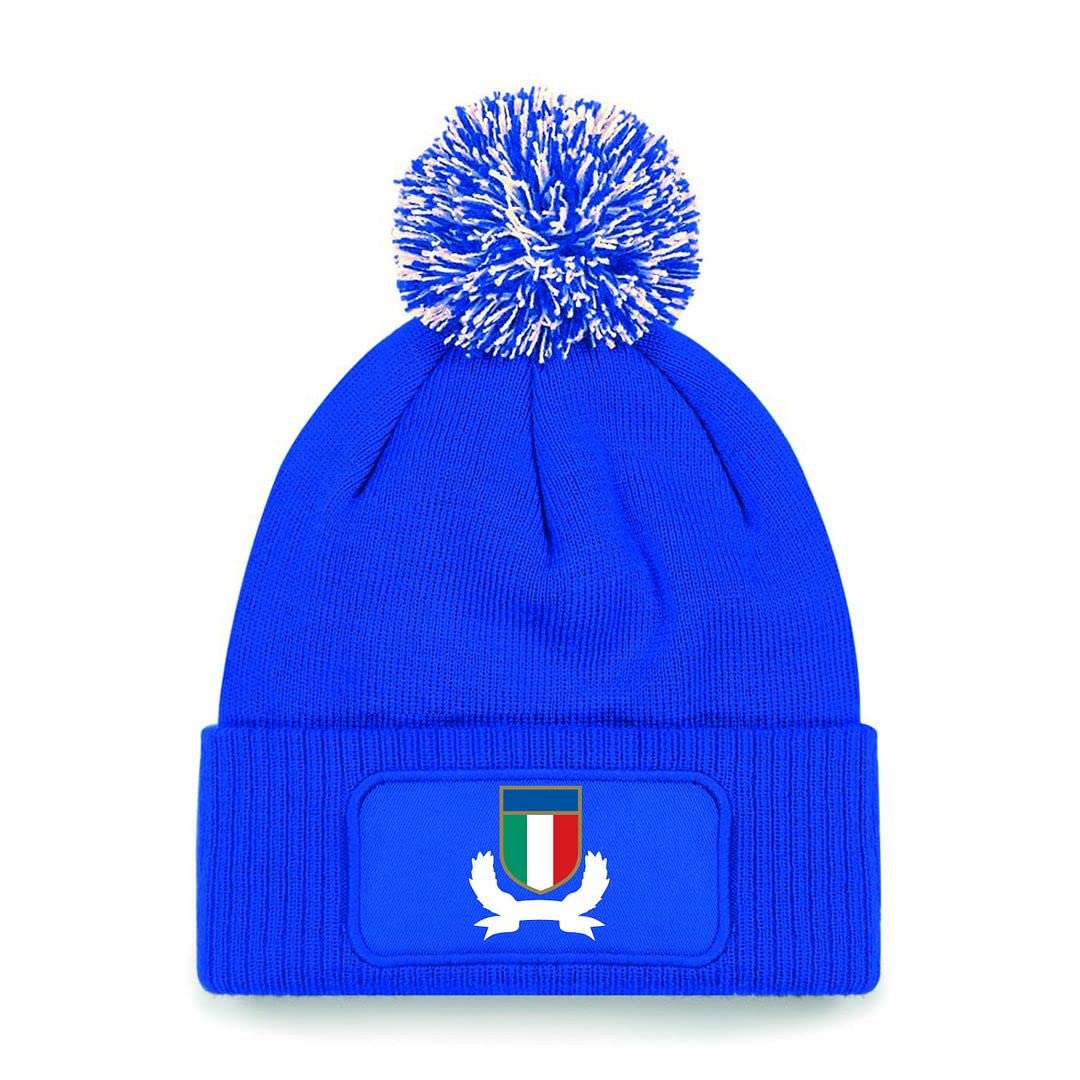Cyclops Print Men's Blue Italy Bobble Beanie Rugby Hat Royal