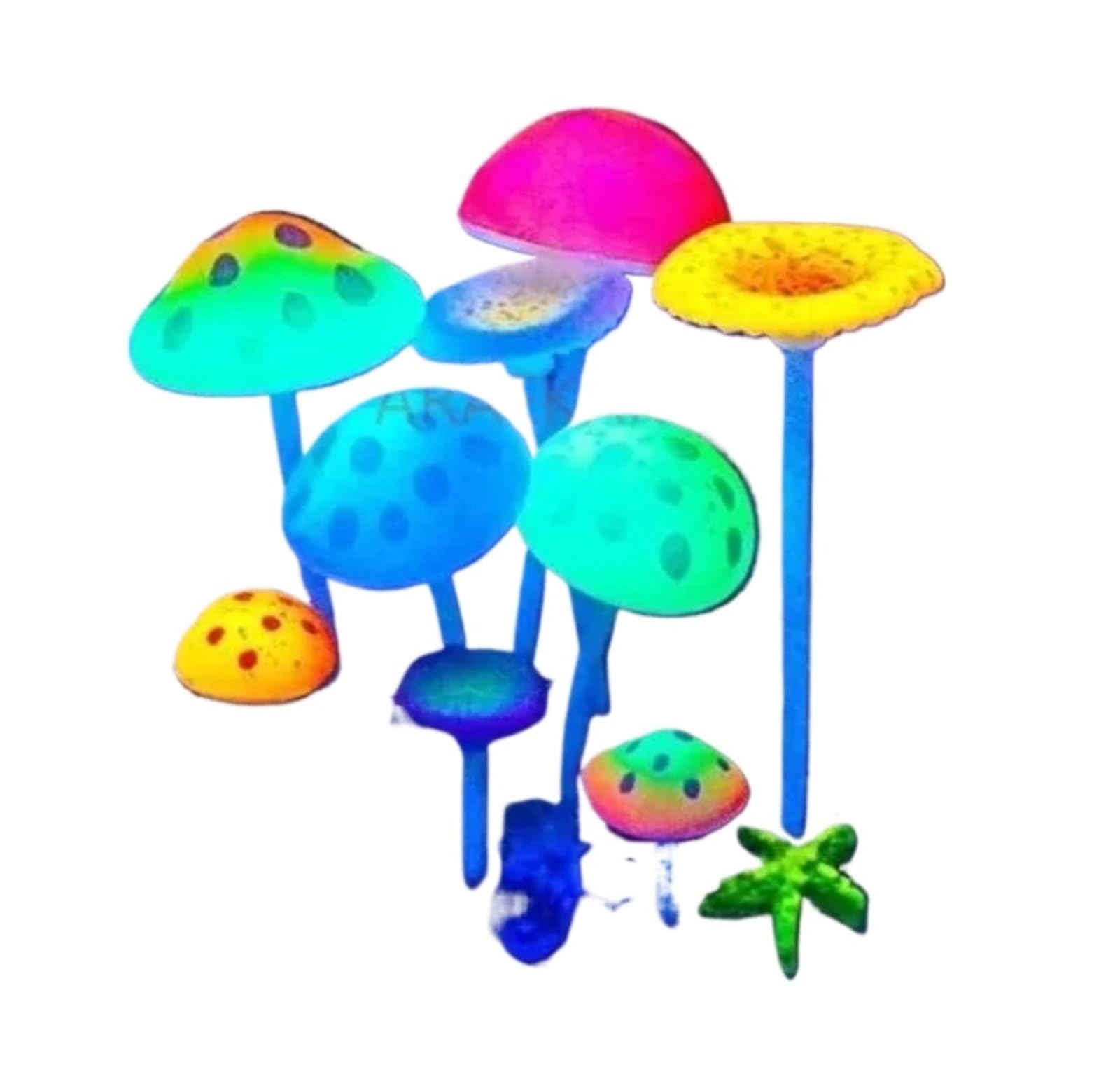 Lot de 2 fausses méduses décoratives pour aquarium - Corail fluorescent - Aménagement paysager - Plantes artificielles - Champignons d'eau