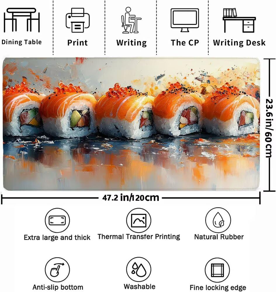Podkładka pod mysz XXL 1200 x 600 x 3 mm, duża podkładka pod mysz dla graczy, podkładka pod mysz do żywności z wodoodporną antypoślizgową gumową podstawą, mata na biurko do gier. Idealny prezent dla