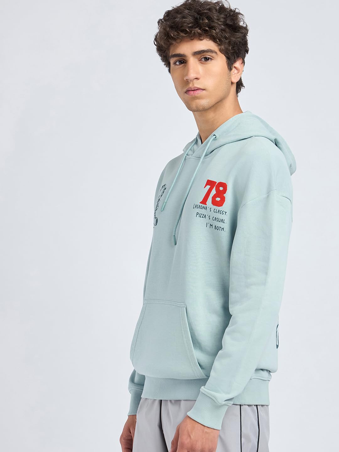Bewakoof Oficjalna męska bluza z kapturem Garfield Merchandise z kapturem z pełnym rękawem z nadrukiem graficznym